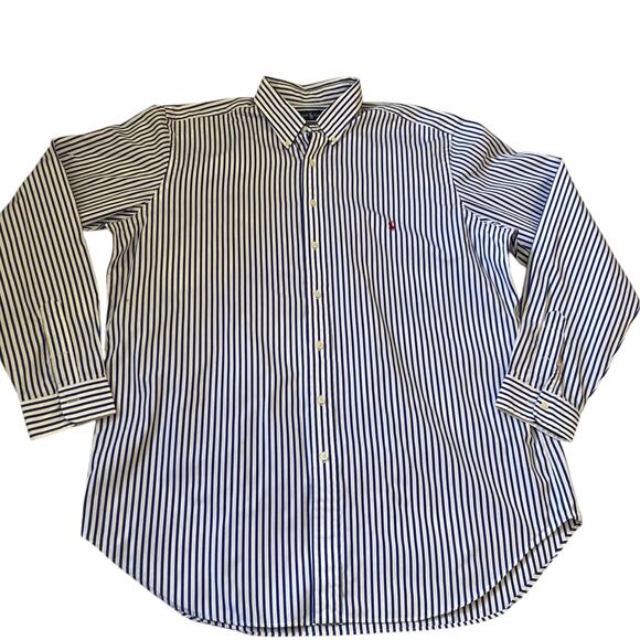 Ralph Lauren XLT Classic Fit Long Sleeve Button Down Blue and White Pinstripe - Picture 1 of 15